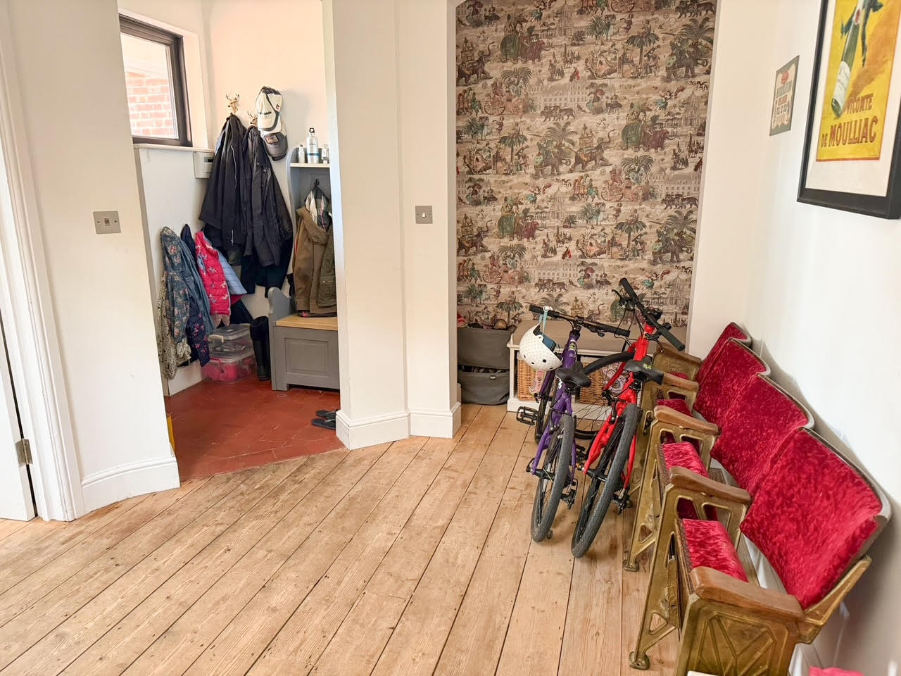 Entryway, cleared and welcoming. after