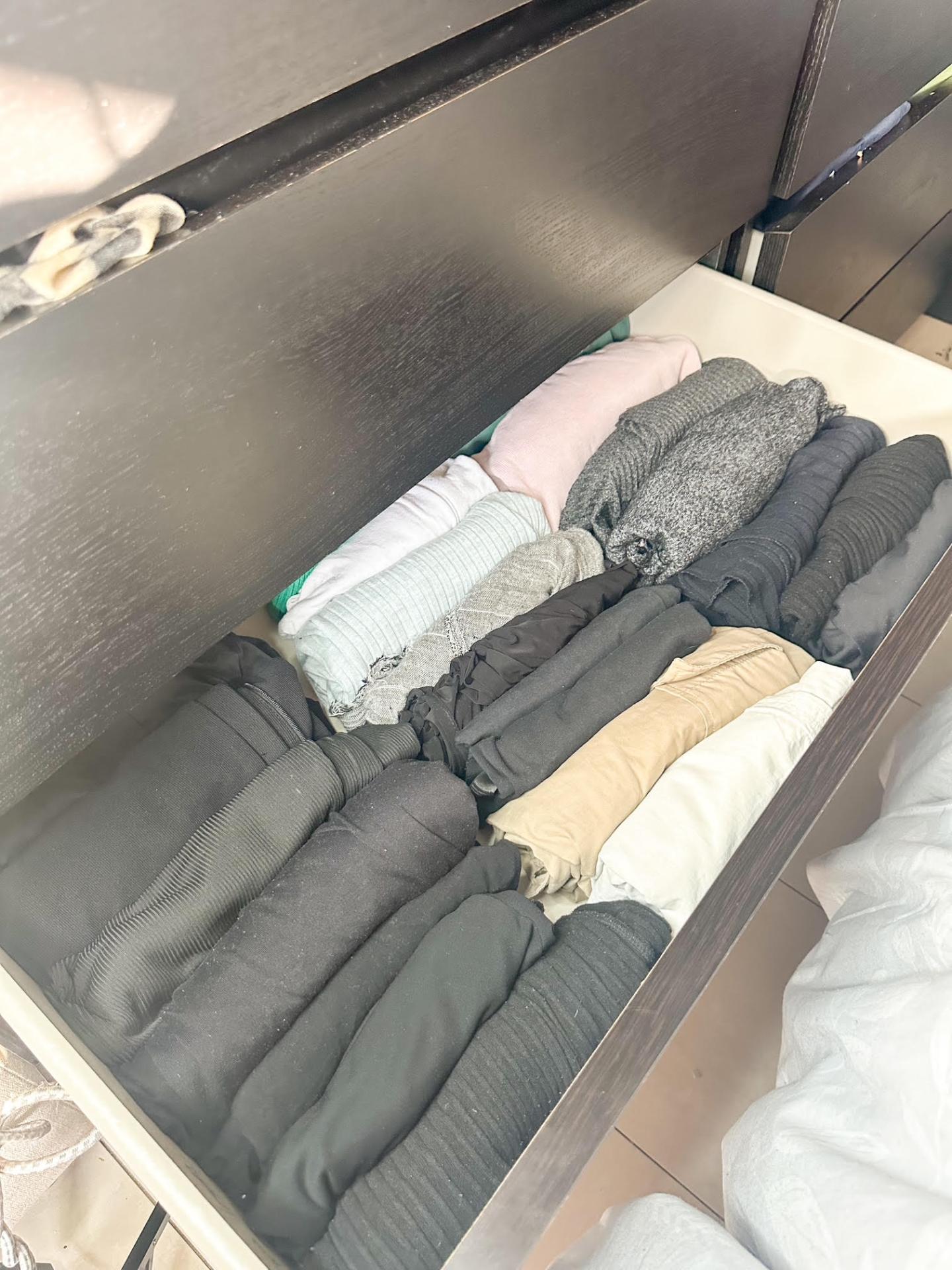 Everyday drawer, folded and filed. after